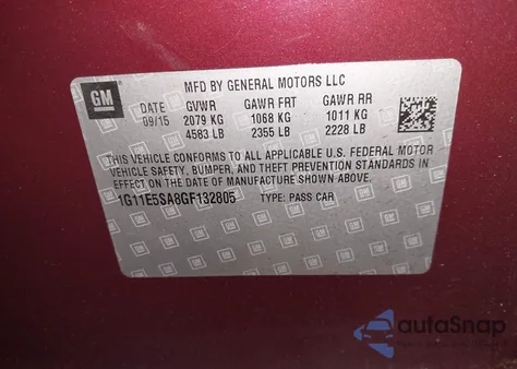 2016 Chevrolet Malibu Limited Ltz z USA, uszkodzony, nr VIN 1G11E5SA8GF132805